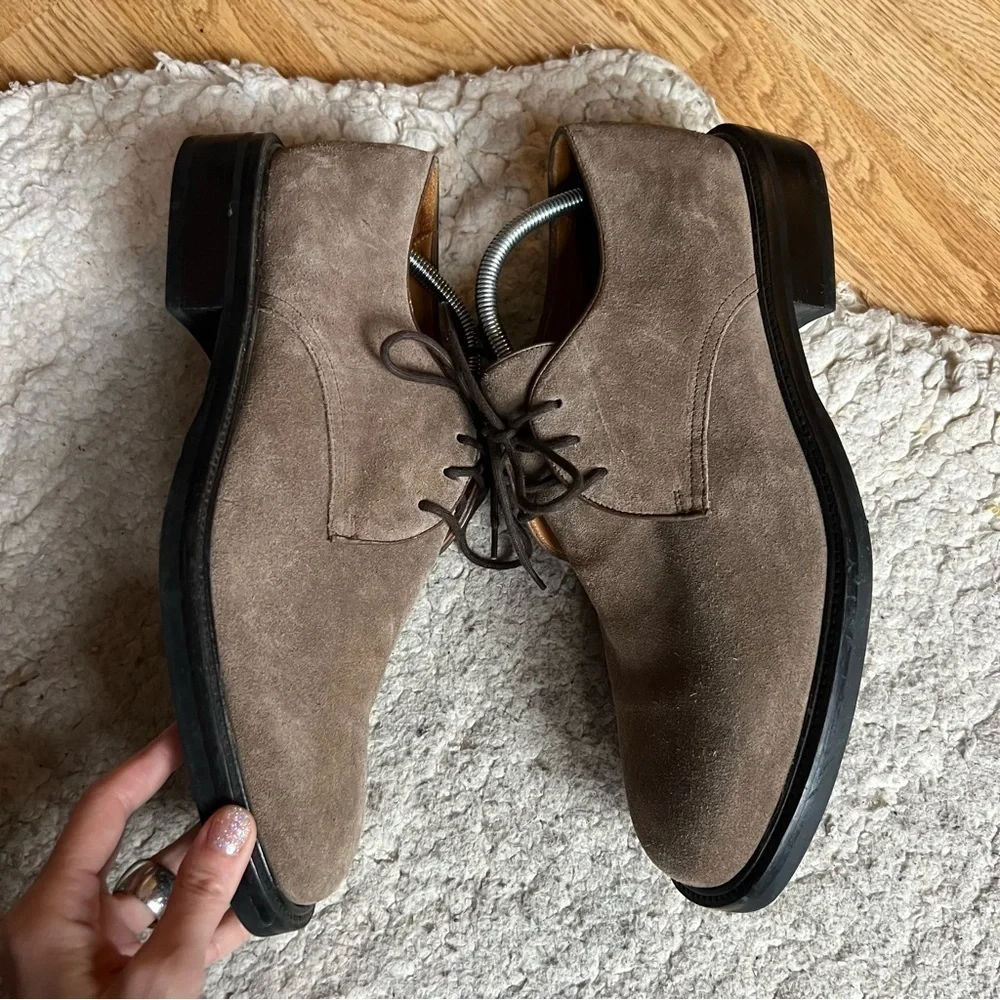 Cole Haan Taupe Suede Oxford Lace Up Dress Shoes - Size 11.5D - Made in Brazil